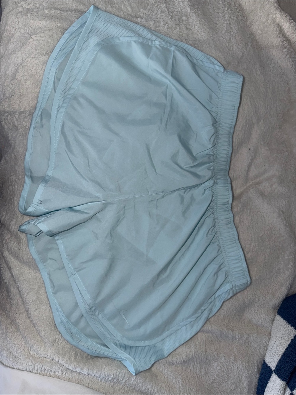 Light Blue Women's Athletic Shorts - Elastic Waist